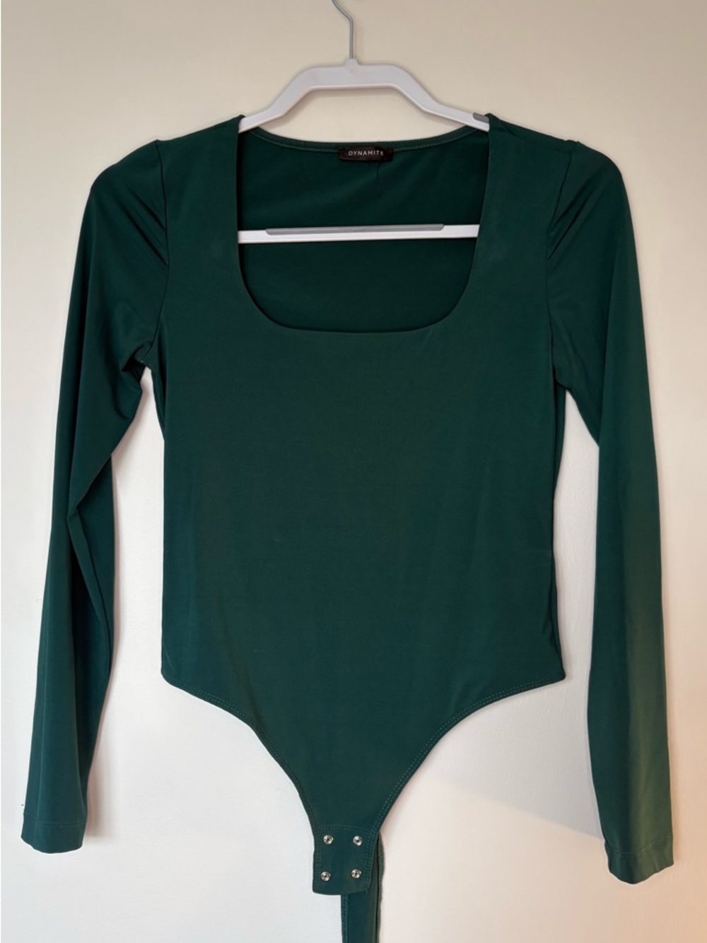 Dynamite Deep Green Forest Long Sleeve Square Neck Bodysuit